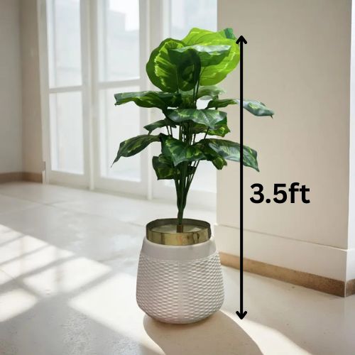🌿 LuxeLeaf™ Premium Artificial Indoor Plant with Textured Ceramic Pot (3.5ft)