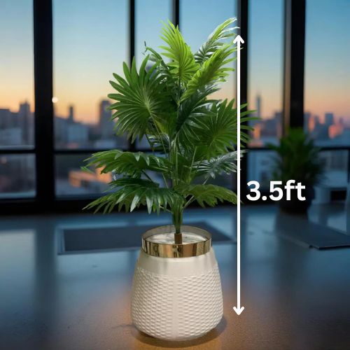🌿 Modern Elegance Faux Palm Plant in Textured Ceramic Pot ✨3.5ft