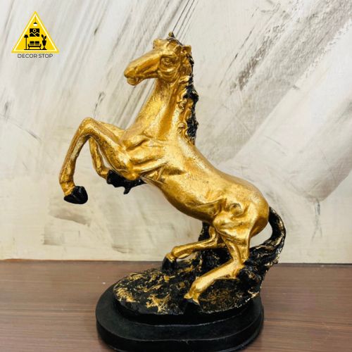 Golden Black Horse Sculpture – Rearing Edition