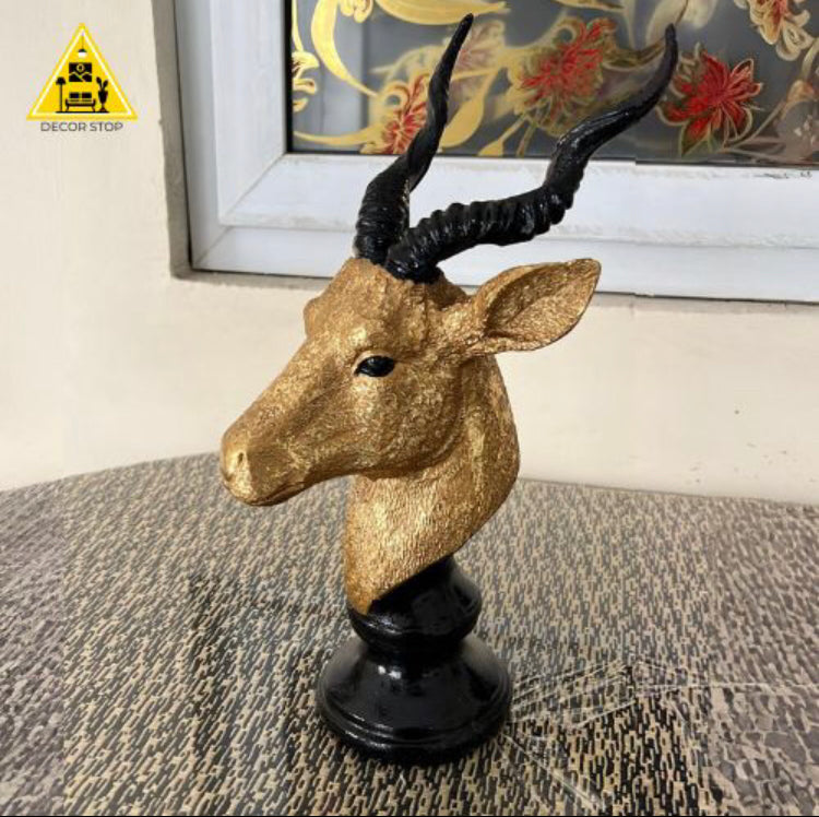 Golden Noir Antelope Sculpture – Royal Horn Edition 🦌 (1 feet)
