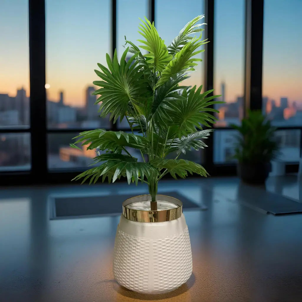 🌿 Modern Elegance Faux Palm Plant in Textured Ceramic Pot ✨3.5ft