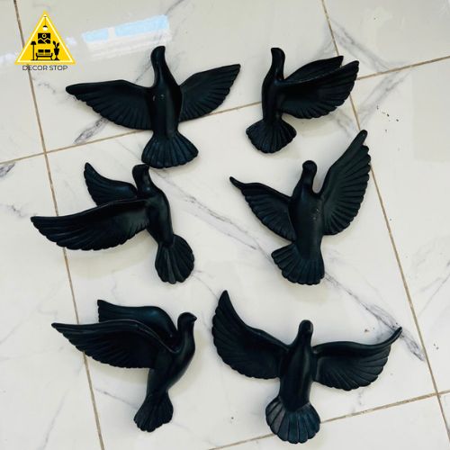 🕊️ 6-Piece Flying Pigeon Wall Decor Set – Premium Black Edition 🖤✨